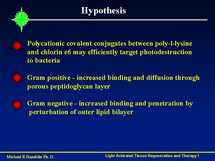 Hypothesis Polycationic covalent conjugates between poly-l-lysine and chlorin e 6 may efficiently target photodestruction