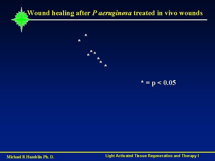 Wound healing after P aeruginosa treated in vivo wounds * * **** ** *