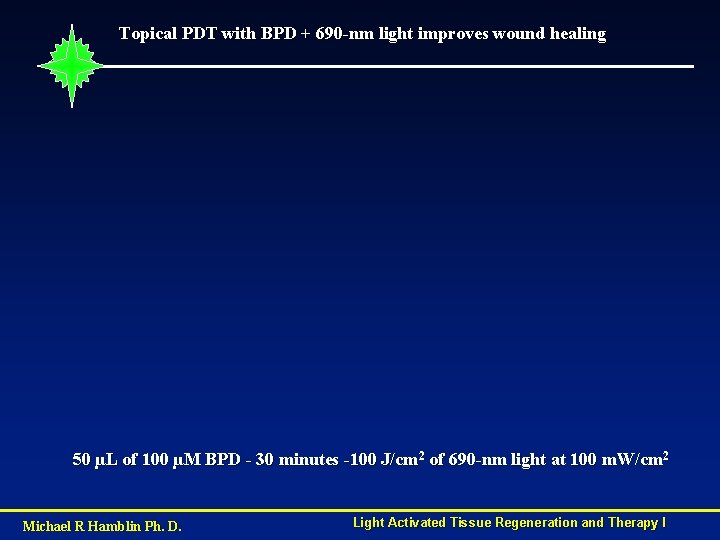 Topical PDT with BPD + 690 -nm light improves wound healing 50 µL of