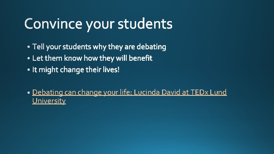 Debating can change your life: Lucinda David at TEDx Lund University 