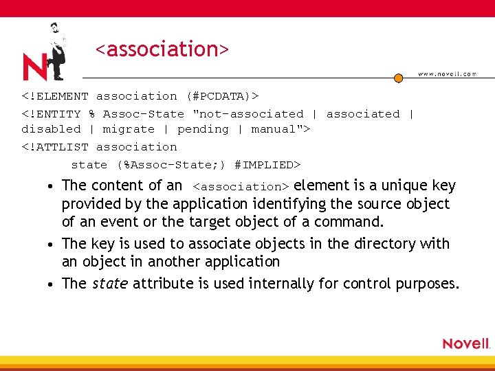 <association> <!ELEMENT association (#PCDATA)> <!ENTITY % Assoc-State "not-associated | disabled | migrate | pending