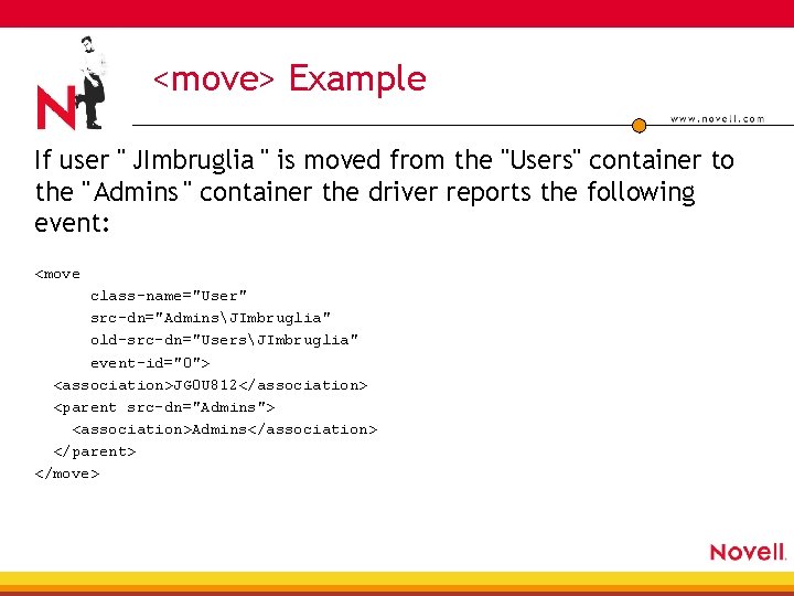 <move> Example If user " JImbruglia " is moved from the "Users" container to