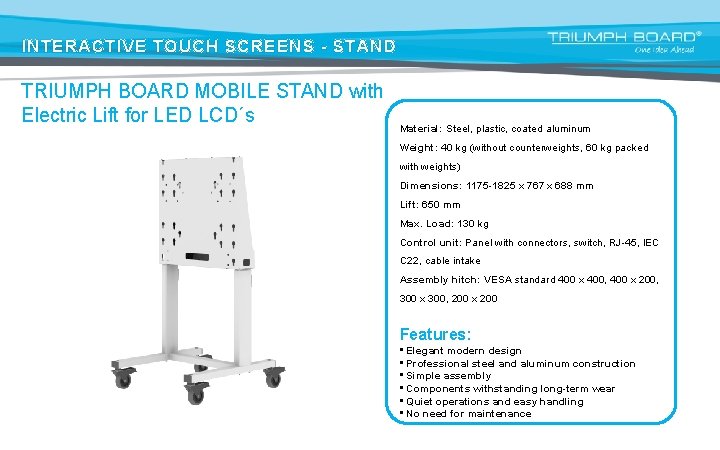 INTERACTIVE TOUCH SCREENS - STAND TRIUMPH BOARD MOBILE STAND with Electric Lift for LED