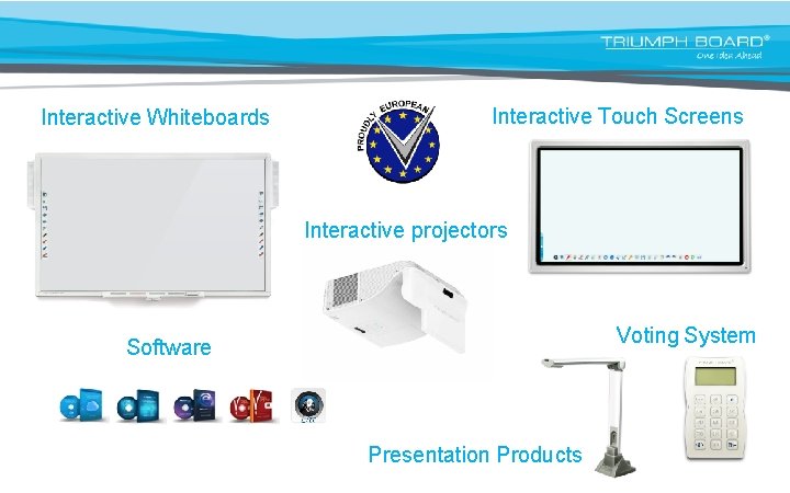 Interactive Whiteboards Interactive Touch Screens Interactive projectors Voting System Software Presentation Products 