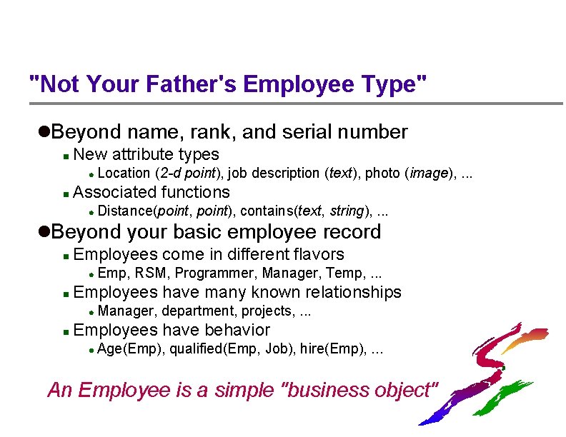 "Not Your Father's Employee Type" l. Beyond name, rank, and serial number n New