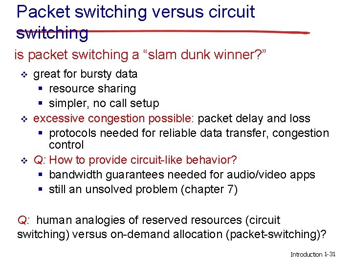 Packet switching versus circuit switching is packet switching a “slam dunk winner? ” v