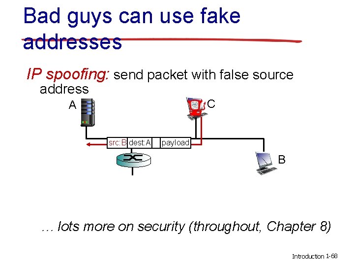 Bad guys can use fake addresses IP spoofing: send packet with false source address