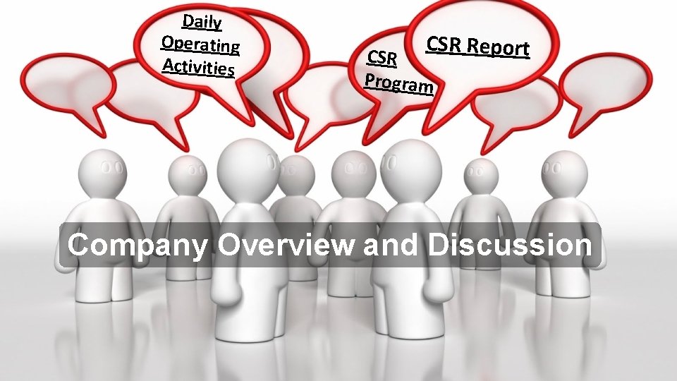 Daily Operating Activities CSR Report CSR Program Company Overview and Discussion 