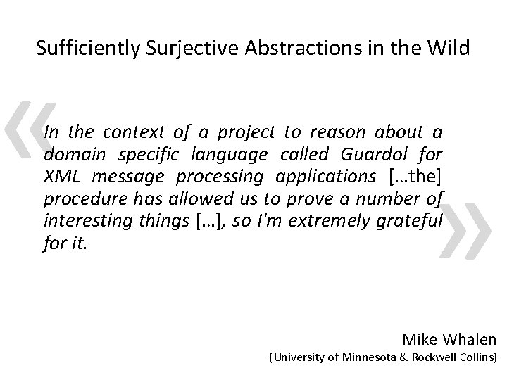  « Sufficiently Surjective Abstractions in the Wild In the context of a project