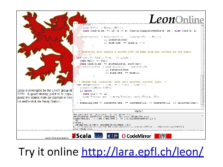 Try it online http: //lara. epfl. ch/leon/ 