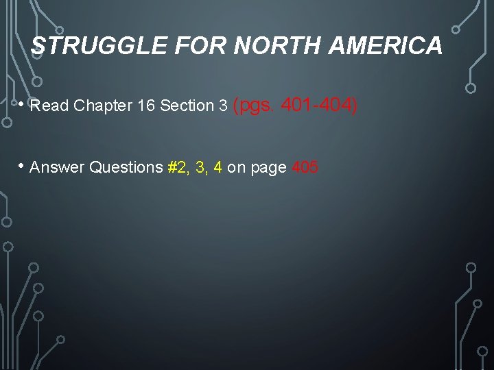 STRUGGLE FOR NORTH AMERICA • Read Chapter 16 Section 3 (pgs. 401 -404) •