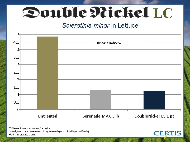 LC Sclerotinia minor in Lettuce 5 4. 5 Disease Index % 4 3. 5
