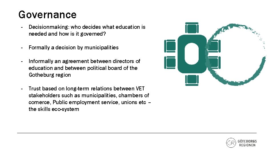 Governance - Decisionmaking: who decides what education is needed and how is it governed?