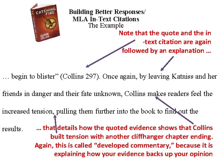 Building Better Responses/ MLA In-Text Citations The Example Note that the quote and the