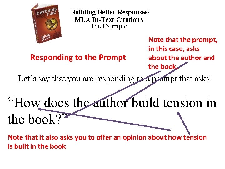 Building Better Responses/ MLA In-Text Citations The Example Responding to the Prompt Note that