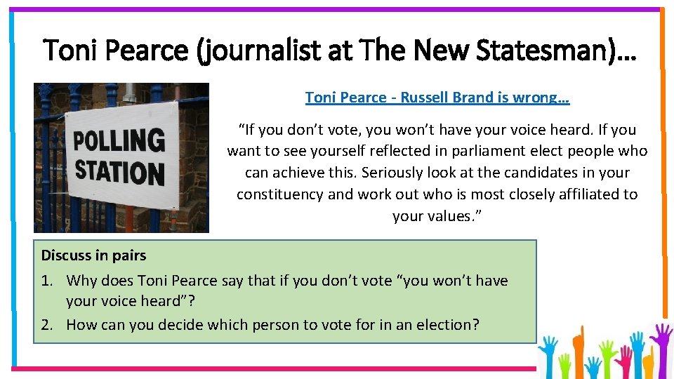 Toni Pearce (journalist at The New Statesman)… Toni Pearce - Russell Brand is wrong…