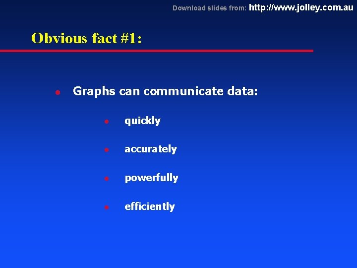 Download slides from: http: //www. jolley. com. au Obvious fact #1: l Graphs can