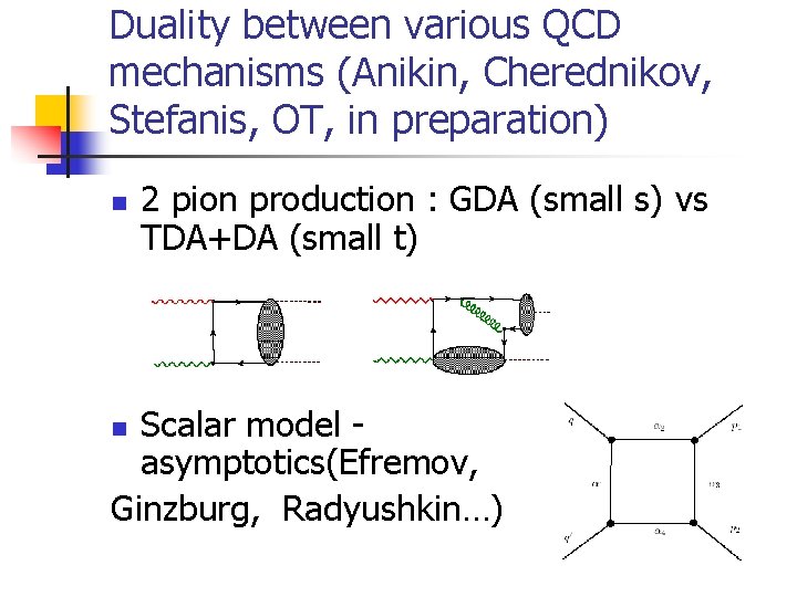 Duality between various QCD mechanisms (Anikin, Cherednikov, Stefanis, OT, in preparation) n 2 pion