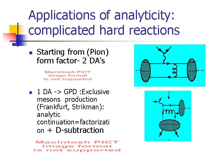 Applications of analyticity: complicated hard reactions n n Starting from (Pion) form factor- 2