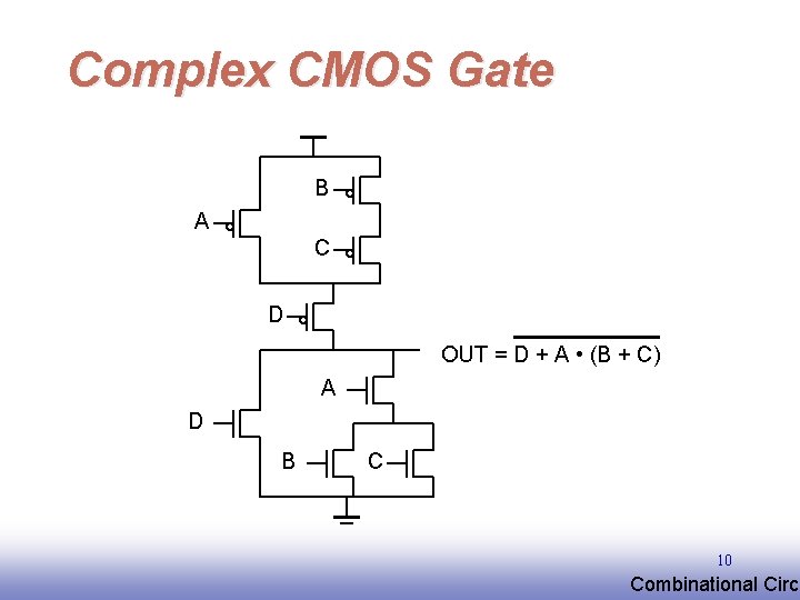 Complex CMOS Gate B A C D OUT = D + A • (B Complex CMOS Gate B A C D OUT = D + A • (B