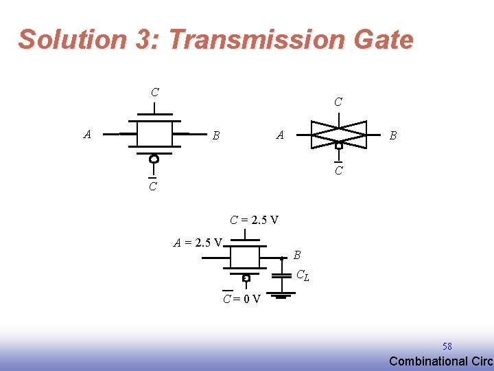 Solution 3: Transmission Gate C A B B C C C = 2. 5 Solution 3: Transmission Gate C A B B C C C = 2. 5