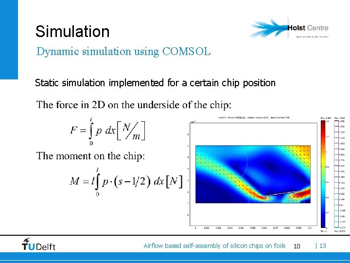 Simulation Dynamic simulation using COMSOL Static simulation implemented for a certain chip position Airflow