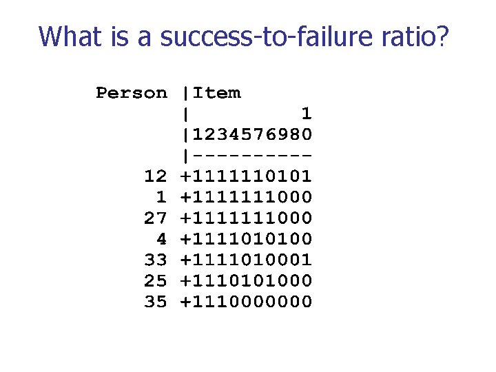 What is a success-to-failure ratio? 