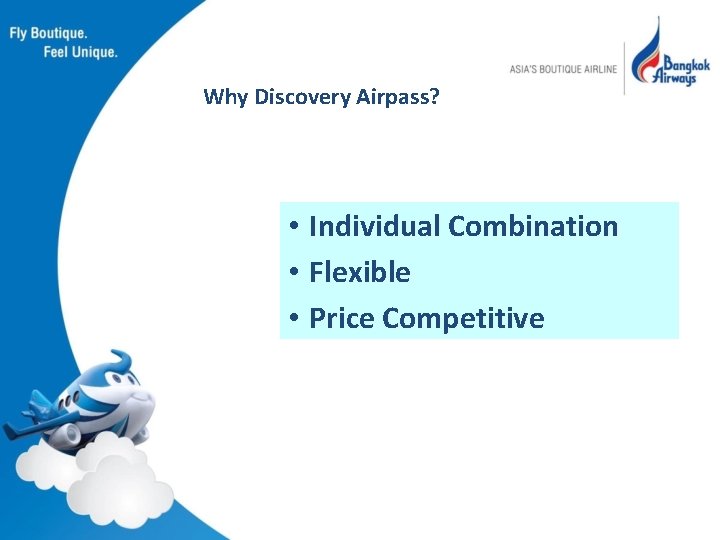 Why Discovery Airpass? • Individual Combination • Flexible • Price Competitive 