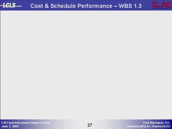 Cost & Schedule Performance – WBS 1. 3 CXI Final Instrument Design Review June