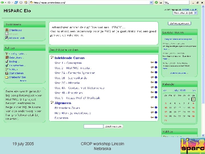 19 july 2005 CROP workshop Lincoln Nebraska 