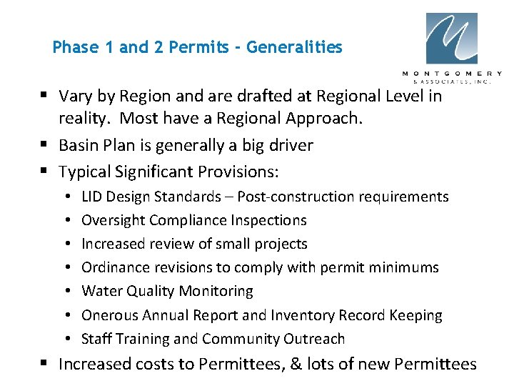 Phase 1 and 2 Permits - Generalities § Vary by Region and are drafted