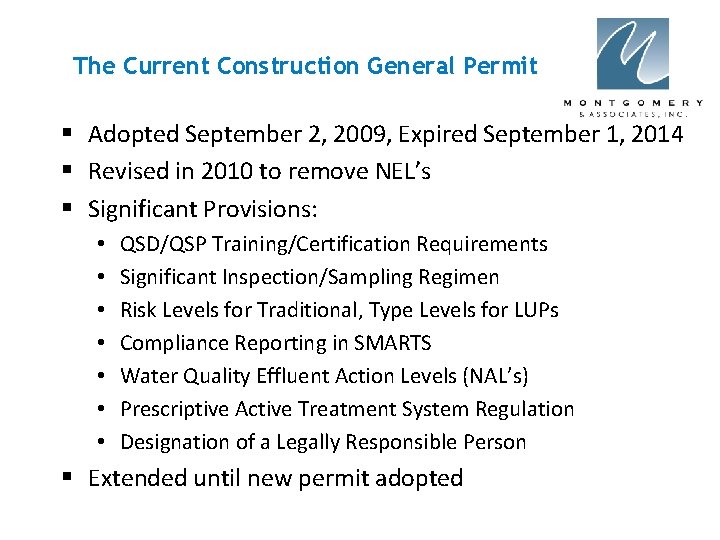 The Current Construction General Permit § Adopted September 2, 2009, Expired September 1, 2014