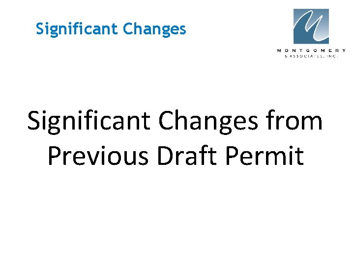 Significant Changes from Previous Draft Permit 