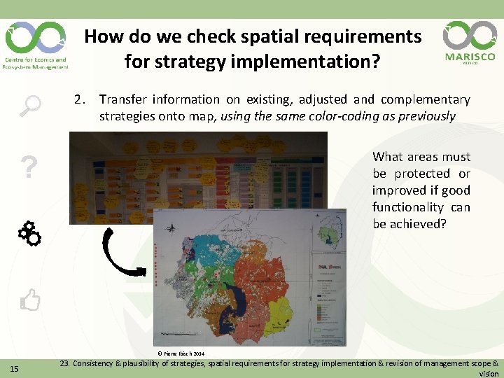 How do we check spatial requirements for strategy implementation? 2. Transfer information on existing,