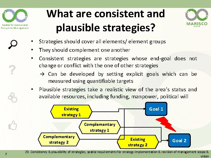 What are consistent and plausible strategies? ? • Strategies should cover all elements/ element