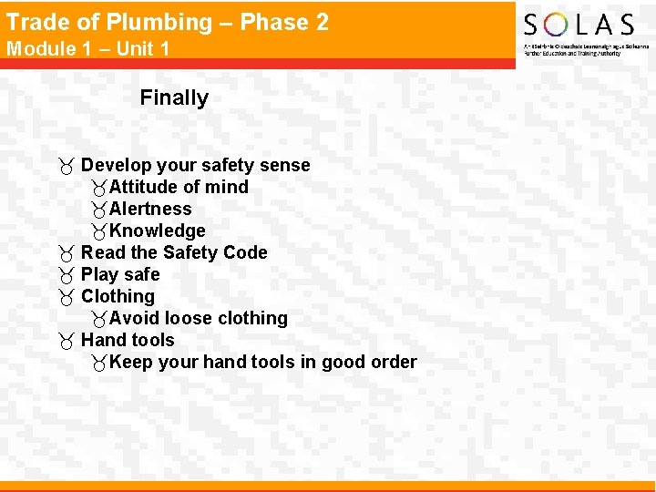 Trade of Plumbing – Phase 2 Module 1 – Unit 1 Finally _ Develop