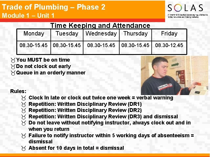 Trade of Plumbing – Phase 2 Module 1 – Unit 1 Time Keeping and