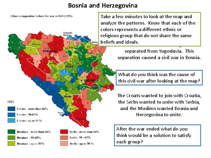 Bosnia and Herzegovina Take a few minutes to look at the map and analyze