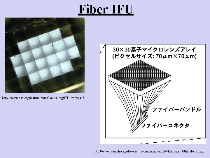 Fiber IFU http: //www. eso. org/instruments/flames/img/IFU_zoom. gif http: //www. kusastro. kyoto-u. ac. jp/~maihara/Faculty/Maihara_70 tel_ifu_v