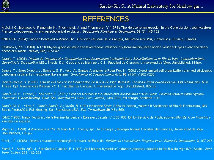 García-Gil, S. , A Natural Laboratory for Shallow gas. . . REFERENCES Aloïsi, J.