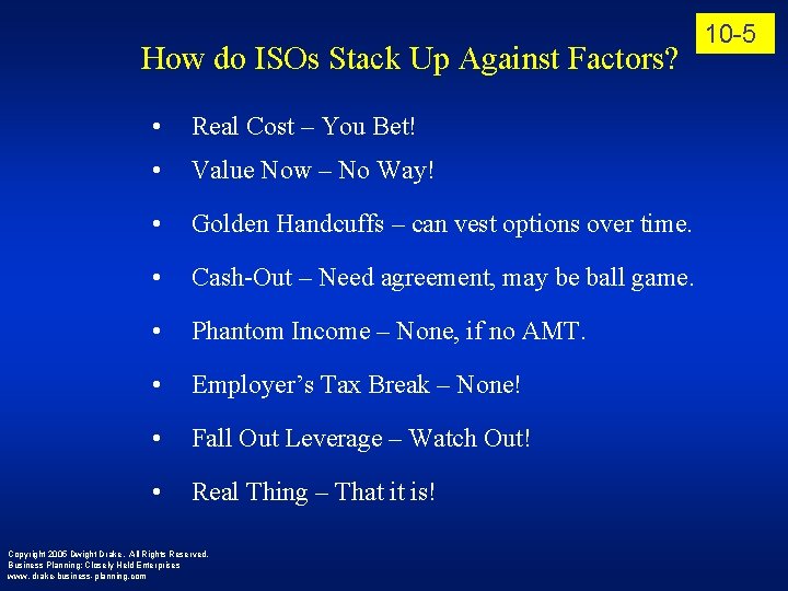 How do ISOs Stack Up Against Factors? • Real Cost – You Bet! •