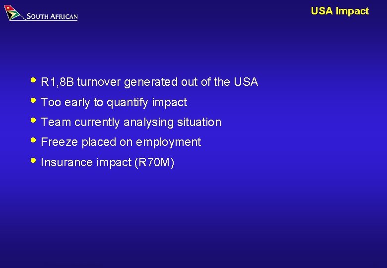 USA Impact i R 1, 8 B turnover generated out of the USA i