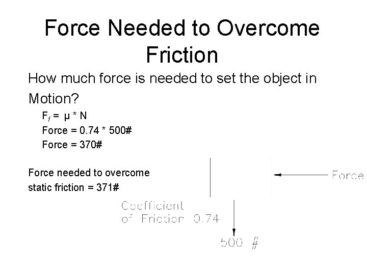 Force Needed to Overcome Friction How much force is needed to set the object