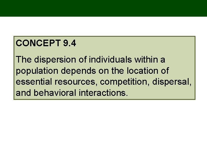 CONCEPT 9. 4 The dispersion of individuals within a population depends on the location