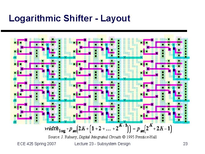 Logarithmic Shifter - Layout Source: J. Rabaey, Digital Integrated Circuits © 1995 Prentice-Hall ECE Logarithmic Shifter - Layout Source: J. Rabaey, Digital Integrated Circuits © 1995 Prentice-Hall ECE
