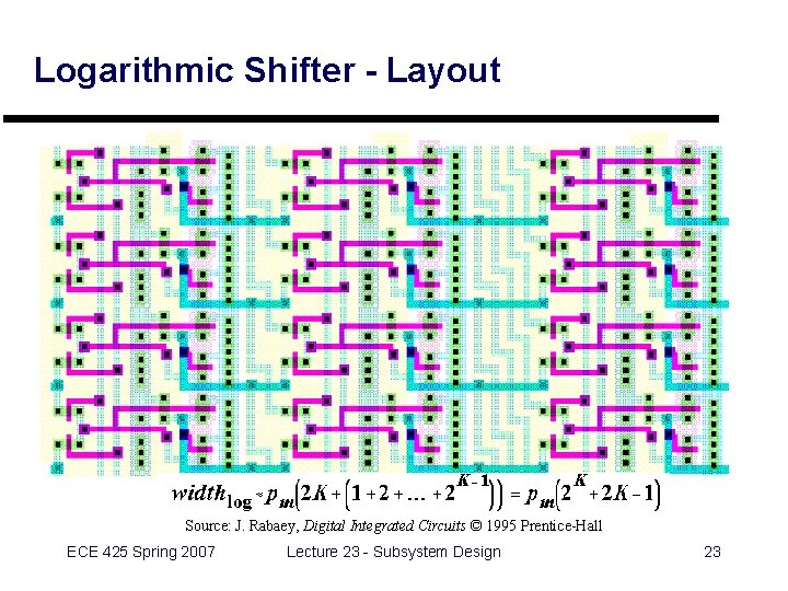 Logarithmic Shifter - Layout Source: J. Rabaey, Digital Integrated Circuits © 1995 Prentice-Hall ECE