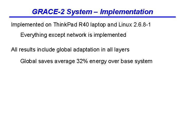 GRACE-2 System – Implementation Implemented on Think. Pad R 40 laptop and Linux 2.