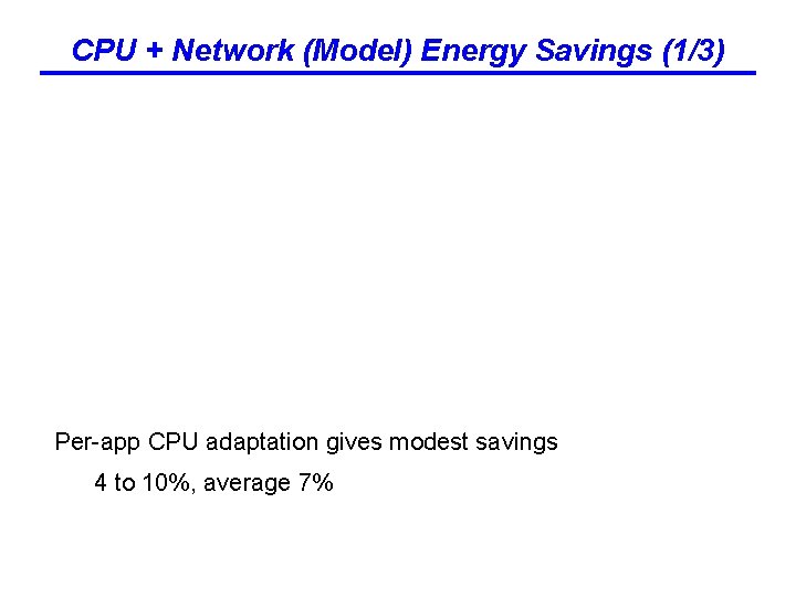 CPU + Network (Model) Energy Savings (1/3) Per-app CPU adaptation gives modest savings 4