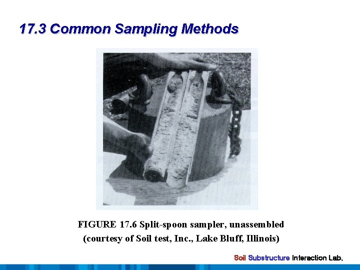 17. 3 Common Sampling Methods FIGURE 17. 6 Split-spoon sampler, unassembled (courtesy of Soil