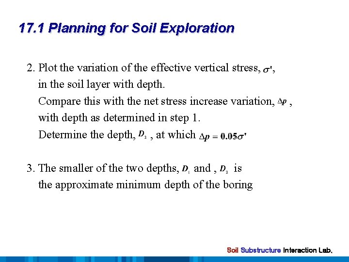 17. 1 Planning for Soil Exploration 2. Plot the variation of the effective vertical